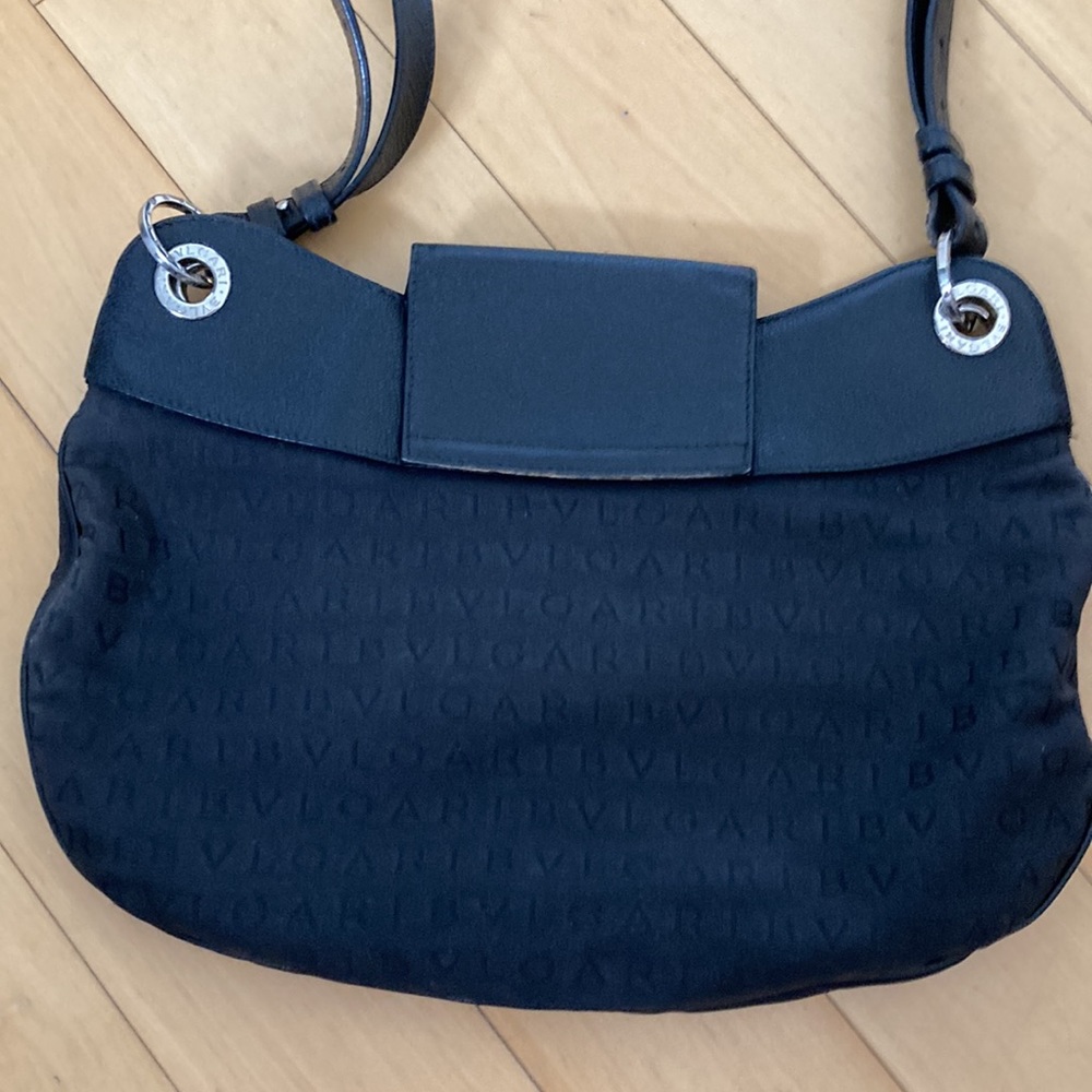 Bvlgari Authantic Black Crossbody Sling Bag with Silver Ring Accent - Picture 6 of 7